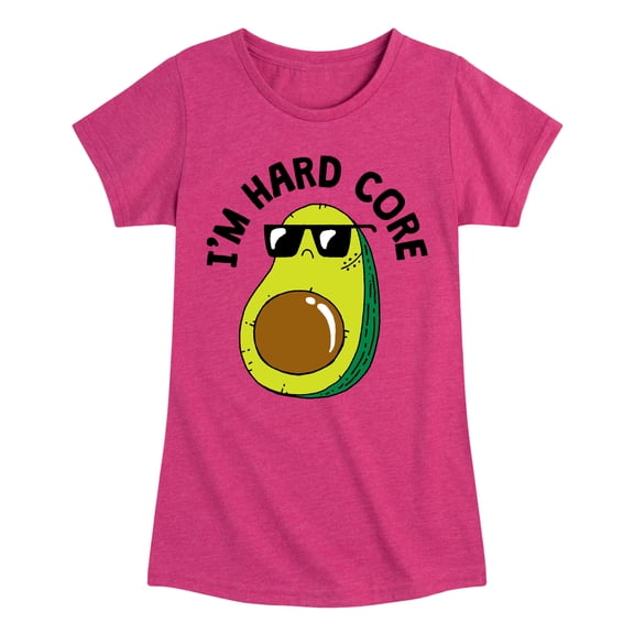 Instant Message - I'm Hard Core - Avacado Pit Cool - Toddler & Youth Girls Short Sleeve Graphic T-Shirt