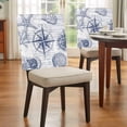 thumbnail image 4 of Vintage Nautical Chair Covers Set of 4 Summer Navy Blue Compass Shell Starfish Map Chair Back Covers Stretch Removable Washable Slipcovers Protector for Dining Room Kitchen Party Decor, 4 of 9