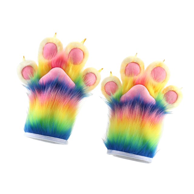 Guantes con garras de animales, coloridos, suaves y peludos, para fiestas de disfraces. Multicolor A