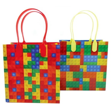 TinyMills Building Blocks Brick Party Favor Bags Treat Bags, 12 Pack for Birthday Party Favor Goody Bags
