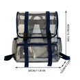 thumbnail image 4 of FUZHIQ Stadium Approved Clear Transparent Flap School Backpack for Ages 6-12 Double Buckle Adjustable Straps Mesh Side Pockets Security Friendly Student Bookbag, Navy, 4 of 7