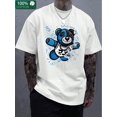 thumbnail image 1 of Bear and Money Fly graphic print, boutique 220g thickened cotton T-shirt, men's fashion casual cotton T-shirt, short-sleeved crewneck T-shirt Tee For Adult, Men, Women, Teen, Teenager, Adolescent, Yo, 1 of 4