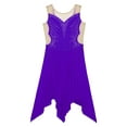 thumbnail image 3 of YIZYIF Kids Girls Lyrical Dance Dress Sleeveless Irregular Tutu Leotard Rhinestone Figure Skating Costume Purple 8, 3 of 5