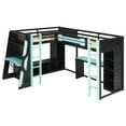 thumbnail image 6 of Harper & Bright Designs L-Shaped Gaming Loft Bed with Desks, Double Twin Loft Beds with LED Lights, USB Ports, Storage Bookshelves, Wood Corner Loft Bed for 2, Blue, 6 of 18