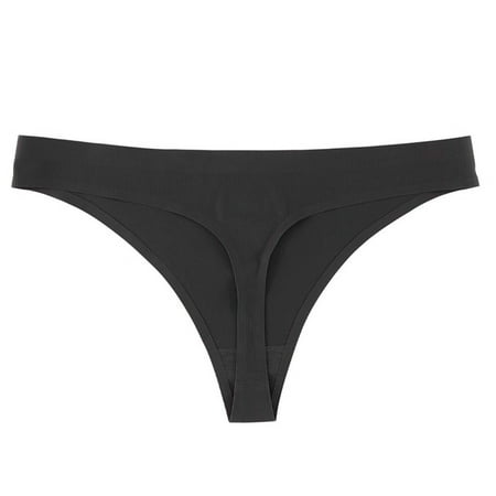 

Qcmgmg Women s Breathable Seamless Ice Silk Thong G-String Panties Stretch Soft Low Rise Underwear