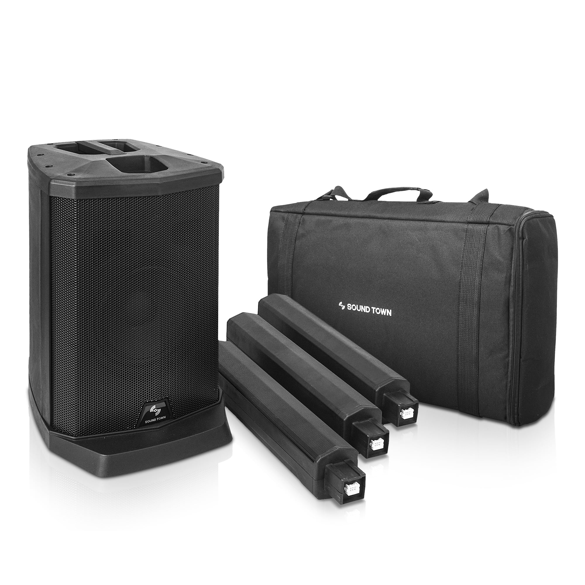 Sound Town Portable Bluetooth Steel ABS PA Systems, Black