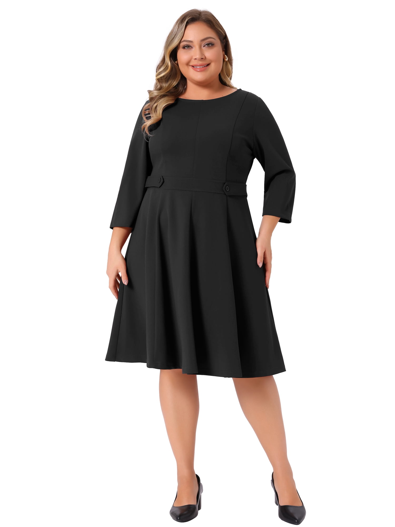 DARING DIVA Women's Plus 3/4 Sleeve Vintage Cocktail Dress 2X Black