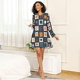 thumbnail image 4 of FORMRS Womens Long Sleeve Nightgowns Crew Neck Sleep Shirt Soft Pajamas Sizes S-3XL, Blue Circle Mosaic, 4 of 8