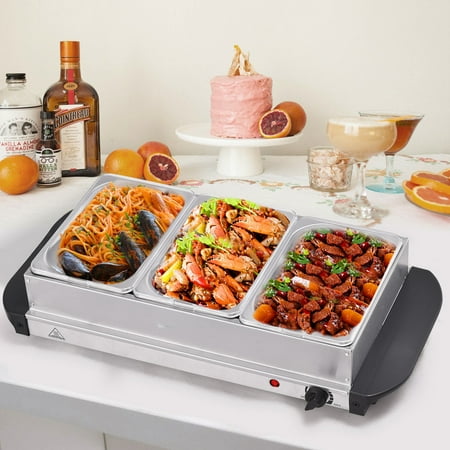 Gymax Buffet Server Food Warmer Stainless Steel 1 5 Quart 3 Tray Gymax Buffet Server Food Warmer Stainless Steel 1 5 Quart 3 Tray Chafing Dish Tabletop