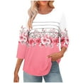 thumbnail image 2 of Women's 3/4 Length Sleeve Tops Dressy Casual Blouses Crewneck T-Shirts Loose Curved Hem Tunic S-3XL, 2 of 6