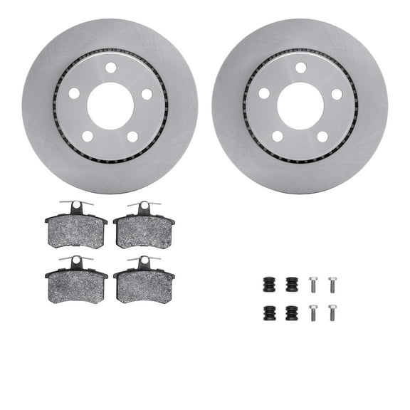 Dynamic Friction Company Rear Brake Rotors with 5000 Euro Ceramic Brake Pads includes Hardware 6612-73015