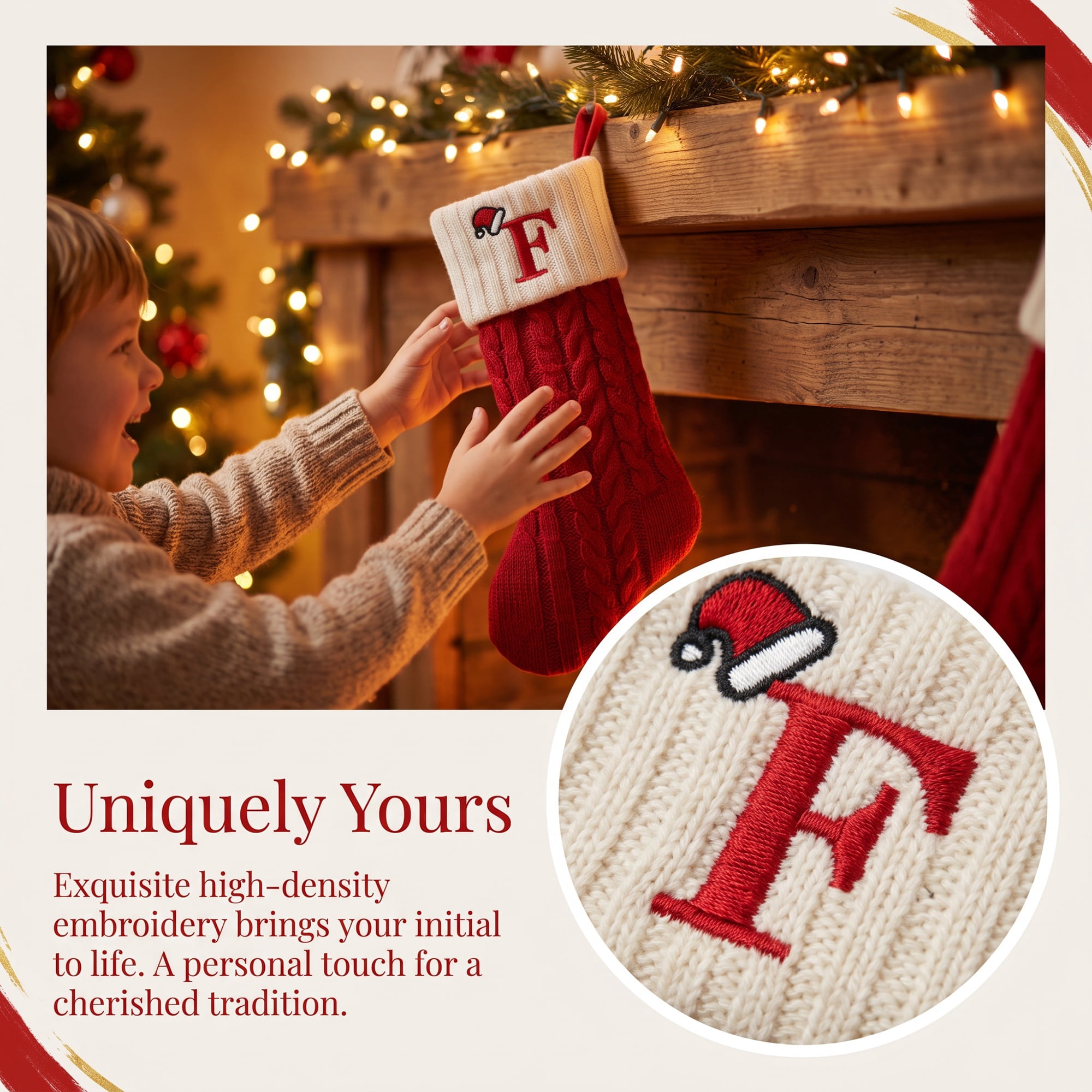 Unique Bargains Cartoon Christmas Luxury Grand Hearth Accent Stocking Letter F 8"