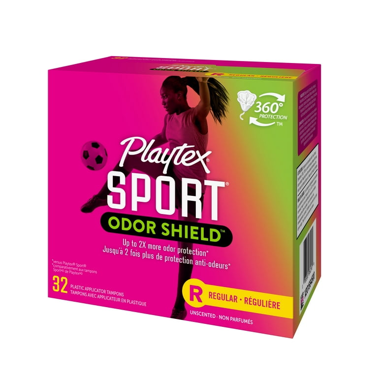 Playtex Sport Odor Shield Regular Absorbency Tampons, Plastic