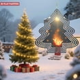 thumbnail image 2 of Stylized Metal Hanging Christmas Tree Wind Spinner - Layered Design with Concentric Lines Perfect for Garden & Yard Decor, 2 of 7