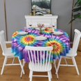 thumbnail image 2 of Colorful Rainbow Tie Dye Spiral Pattern Round Tablecloth 60"x60",Wrinkle Wipeable Table Cloth for Kitchen Dining Room Picnic Patio Party, 2 of 6