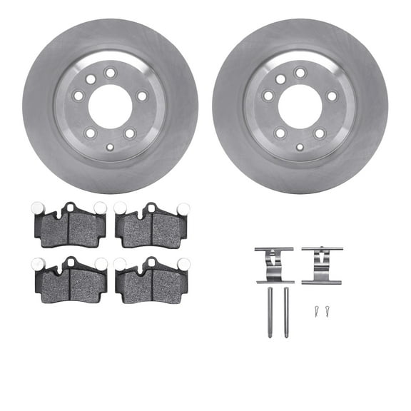 Dynamic Friction Company Rear Brake Rotors with 5000 Euro Ceramic Brake Pads includes Hardware 6612-02048
