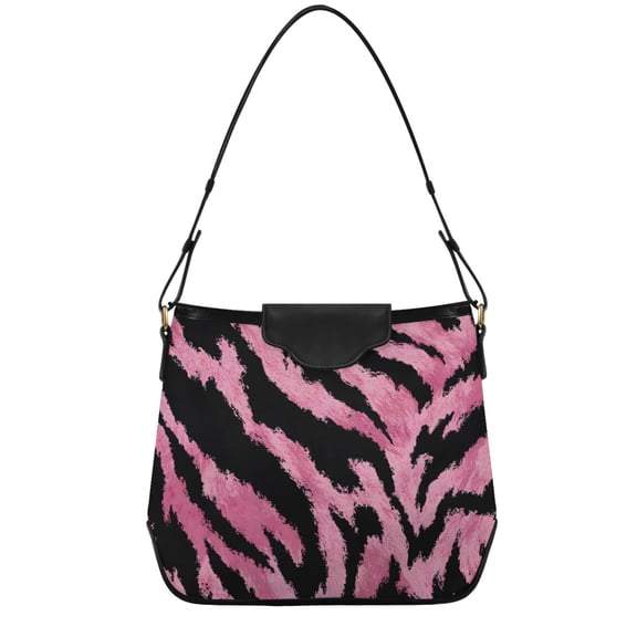 Pink Black Animal Skin Print Women's Tote Bag Convertible Handbags Hobo Shoulder Bag with Zipper Magnetic Snap