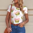 thumbnail image 6 of KLL Women 's Crew Neck Bodysuit Jumpsuits Avocado Lovers Print Short onesies Stretch T Shirts, 6 of 7
