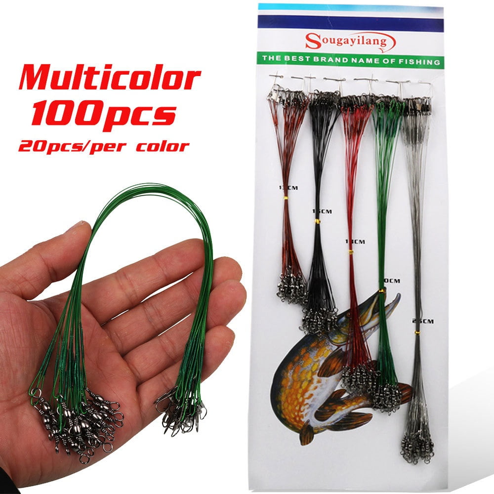 Sougayilang Fishing Wire Leaders, Tooth Proof Stainless Steel Fishing Leader Line with Swivels