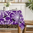 thumbnail image 4 of Halloween Tablecloth 60x84 Inch Rectangular, Spider Web Pattern Cobweb Scary Themed Washable Table Cover for Party Picnic Dinner Decor Purple, 4 of 6