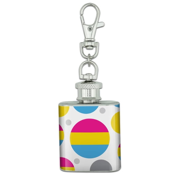 Pansexual Pansexuality Pride Flag Stainless Steel 1oz Mini Flask Key Chain