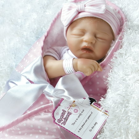 Paradise Galleries Reborn Baby Doll in Silicone Vinyl, 17.5 inch Sleeping Newborn Girl Baby Bundles: I Love Naps, 7-Piece