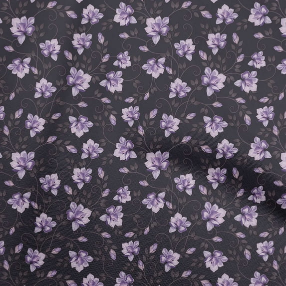 oneOone Polyester Spandex Black Fabric Floral Sewing Fabric By The Yard Printed Diy Clothing Sewing Supplies 56 Inch Wide