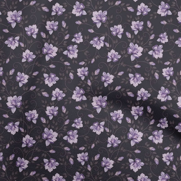 oneOone Polyester Spandex Black Fabric Floral Sewing Fabric By The Yard Printed Diy Clothing Sewing Supplies 56 Inch Wide