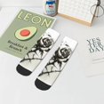 thumbnail image 7 of Fuzoiu Black And White Rose Print Adult Socks, Crew Moisture-wicking Socks, Unisex Cushion Crew Socks,Casual Sports Ankle Socks, 7 of 7