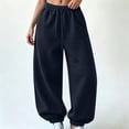 thumbnail image 7 of Luvrsol Womens Sweatpants Oversized Drawstring Jogger Sweatpants High Waist Loose Solid Casual Jogger Pants, Navy XL, 7 of 7