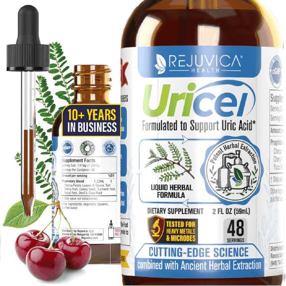 Rejuvica Health Uricel Uric Acid Support & Cleanse Liquid Supplement, 2 fl oz
