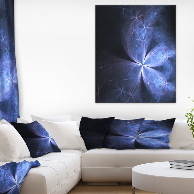Glittering Soft Blue Fractal Flower - Floral Canvas Art Print