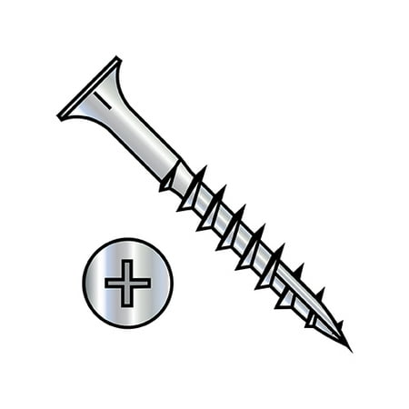 

6-13X3/4 Phillips Flat Head w/Nibs Deep Thread Wood Screw Type 17 Full Thread Zinc (Pack Qty 10 000) BC-0612DPF17