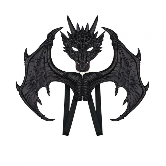 Máscara de dragón Disfraz de dragón de ala para niños Cosplay Cumpleaños Juguetes de dragón Disfraces Ala de dragón para puesta en escena Fiesta de ba Negro Sunnimix Disfraz de juego de simulación