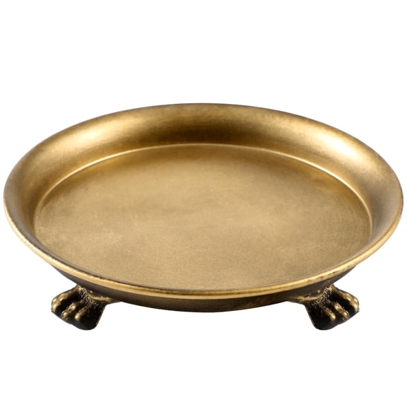 Vintage Brass Finish Claw Foot Decorative Tray for Tabletop Décor, Metal Vanity Jewelry Tray for Candles, Rings & Small Accessories