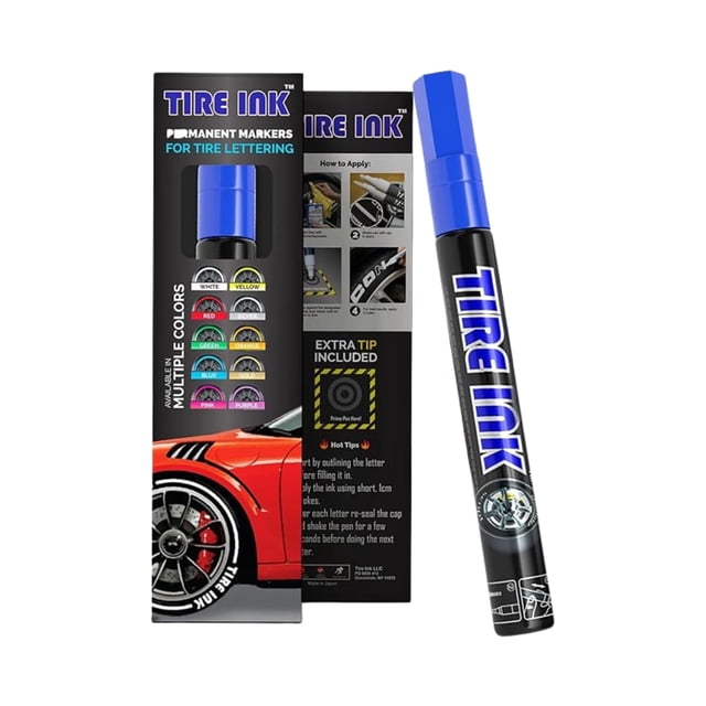 Pluma de pintura para llantas Tire Ink, impermeable y permanente, azul, 1 pieza