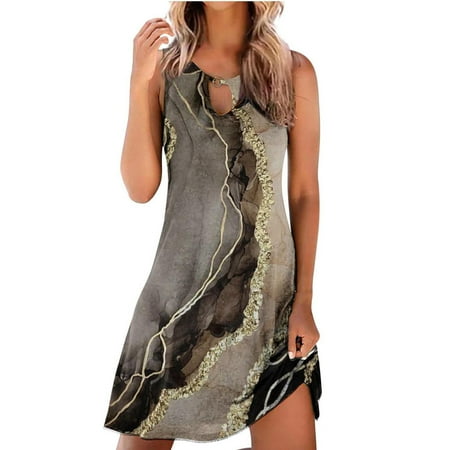 

YanHoo Womens Summer Sleeveless Dresses Casual T Shirt Dresses Beach Boho Tank Sundresses
