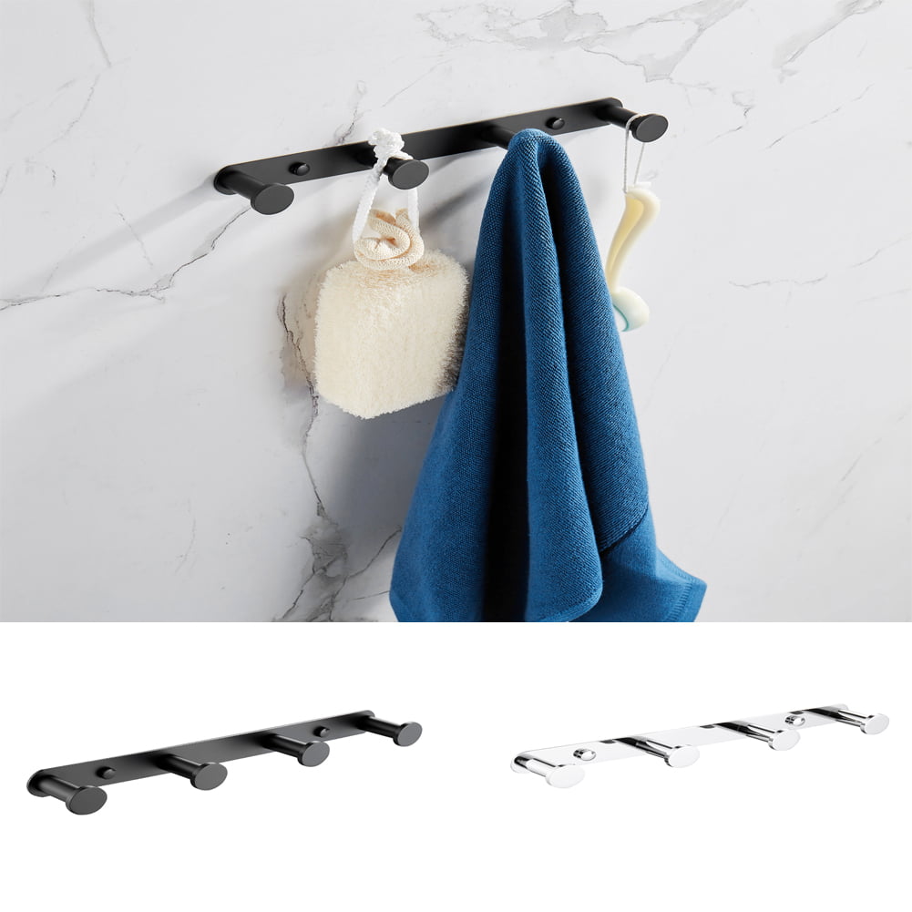 4 Hooks Stainless Steel Coat Robe Hat Clothes Wall Mount Hanger Towel Rack MY 