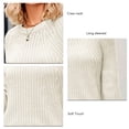 thumbnail image 5 of Women Knit Sweater Bell Sleeve Long Sleeve Jacket Fashion Style Loose Round Neck Pullover Jumper Apricot M, 5 of 6