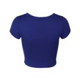 thumbnail image 3 of KOGMO Womens Short Sleeve Crop Top Solid Round Neck T Shirt, 3 of 7