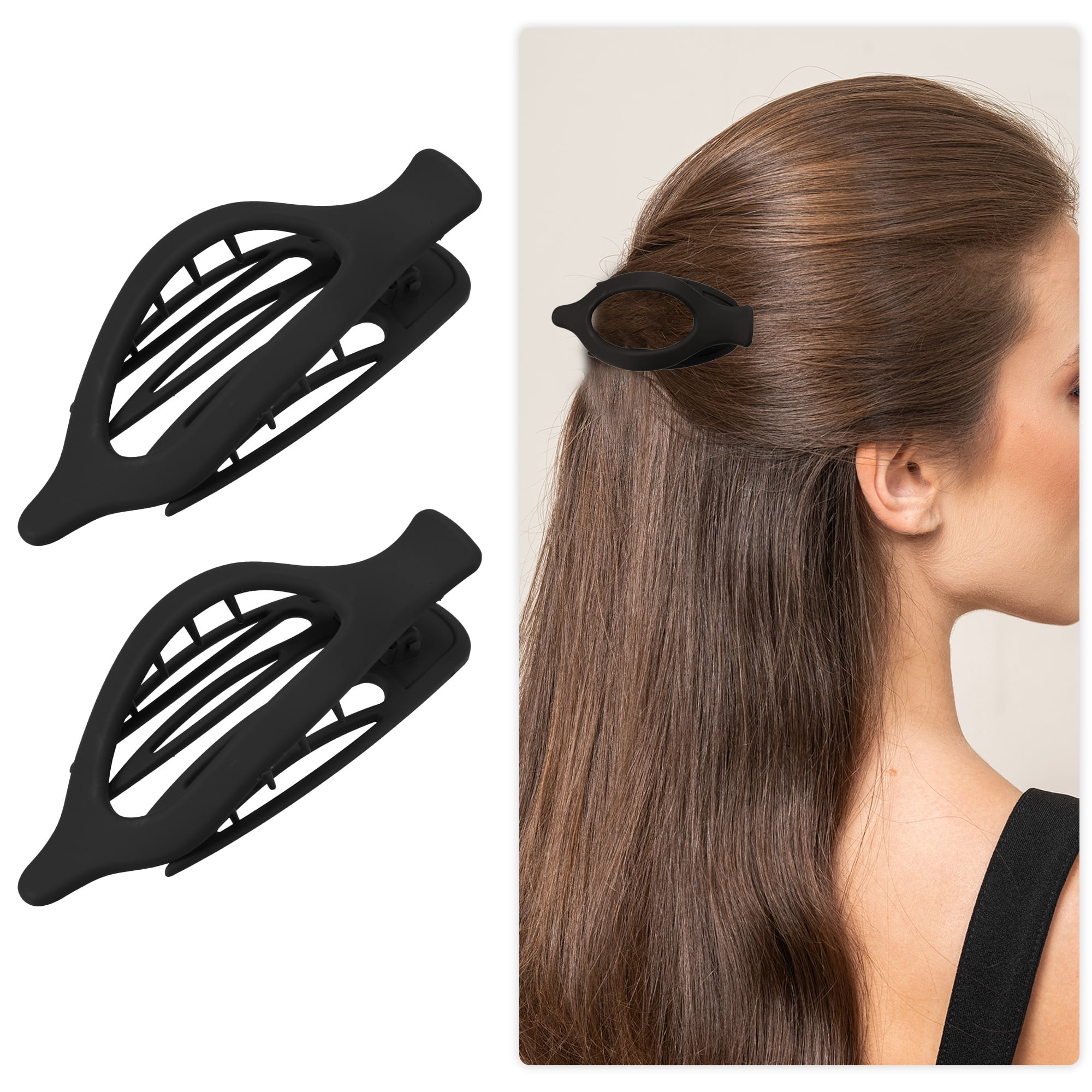 Unique Bargains 3Pcs Plastic Hair Claws Hair Clips Hair Barrettes Black