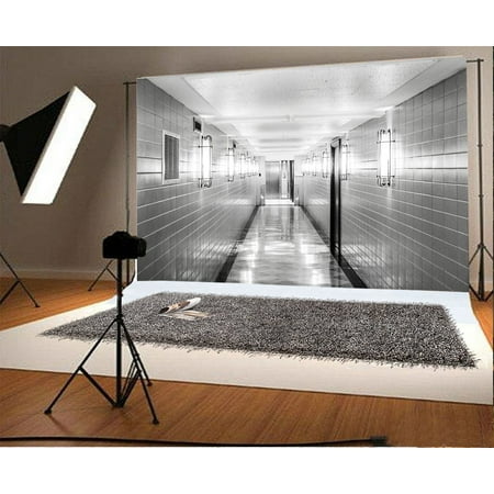 Image of HelloDecor Corridor Backdrop 7x5ft Door Marble Floor Photography Background Photos Video Studio Props