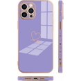 thumbnail image 4 of Compatible with iPhone 13 Pro Max Case Heart Plating Electroplate Luxury Elegant Case Camera Protector Soft TPU Shockproof Protective Back Cover Designed for iPhone 13 Pro Max Case -Purple, 4 of 11