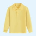 thumbnail image 2 of UAMVSH Boys Long Sleeve Dressy Shirts Kids School Golf Lapel Collar T-Shirts Solid Color Button Tops Casual Kids Clothes(14-15 Years,Yellow), 2 of 3