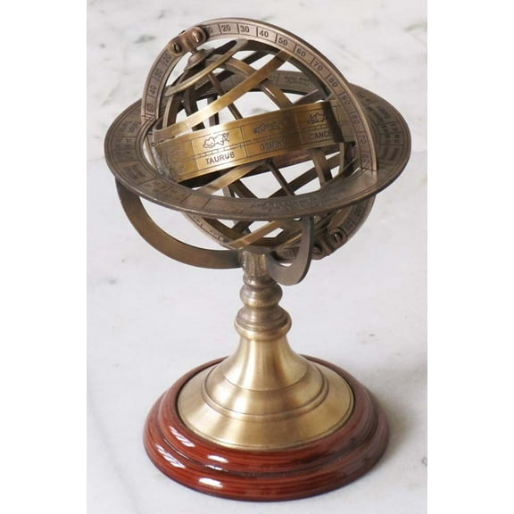 Nagina International, Antique Finish Nautical Decor Armillary Zodiac Sphere Globe 9" Home Decorative