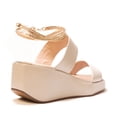 thumbnail image 5 of Cecelia New York BALEVES Taupe Chain Ankle Strap Leather Wedge Platform Sandals, 5 of 6