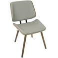 thumbnail image 3 of Lombardi Mid-Century Modern Dining/Accent Chair in Walnut with Grey Faux Leather by LumiSource - Set of 2, 3 of 8