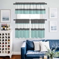 thumbnail image 5 of Morocco Plaid Teal Stripes Curtain Tier and Valance Set 3 Piece, Abstract Geometric Stitching 3-inch Rod Pocket Window Tier Curtains Valance for Kitchen Living Room, 5 of 9