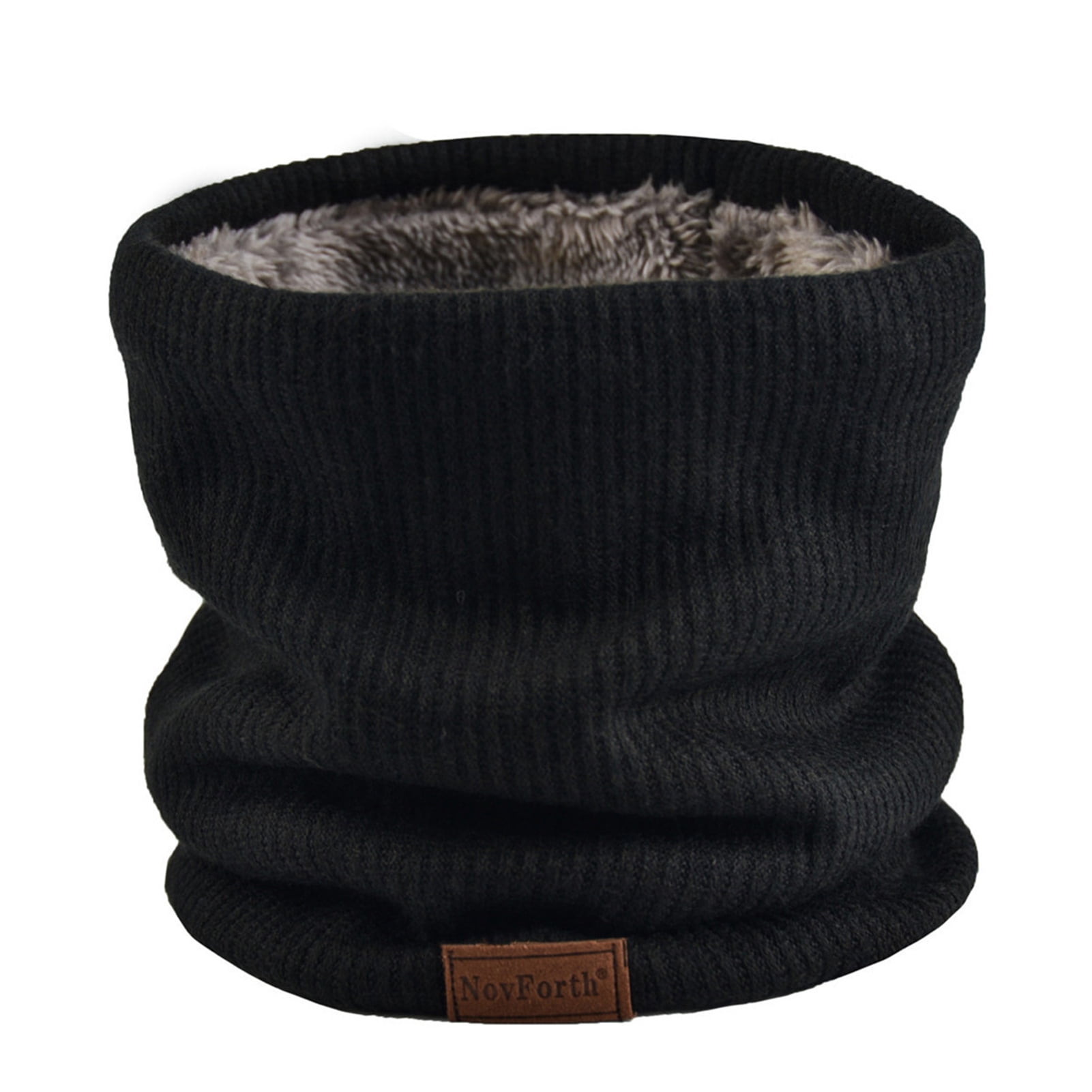 Novforth Winter Neck Warmer Men Scarf Ski Neck Warmer Scarf for Women Fleece Lining Double Layer Neck Gaiter Face Mask Black