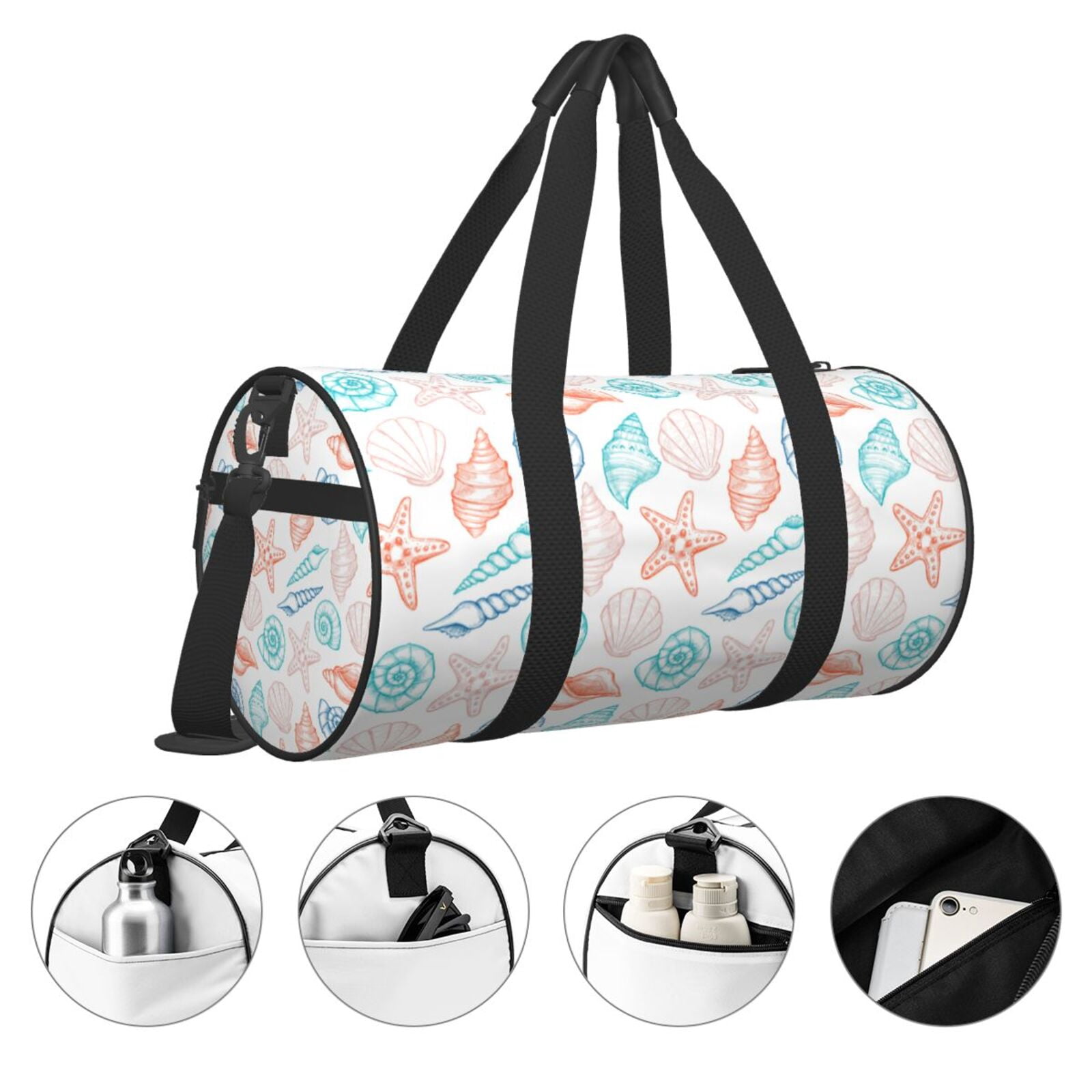 Vsdgher Colorful Seashells1 45L Foldable Duffel Bag, Sports Gym Bag,Overnight Bag, Portable Weekender Bag for Airplanes